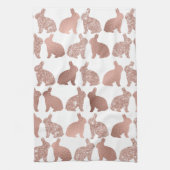 Roos Gouden Glitter Folie Bunny Paaslente Theedoek (Verticaal)
