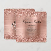 Roos Gouden Glitter Folie Monogram 21ste Verjaarda Kaart (Voorkant / Achterkant)