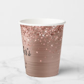 Roos Gouden Glitter Folie Sweet 16 Papieren Bekers (Achterkant)