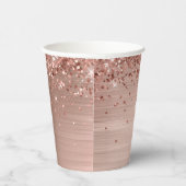 Roos Gouden Glitter Folie Sweet 16 Papieren Bekers (Rechts)