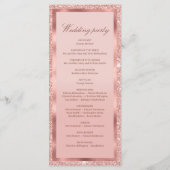 Roos gouden glitter folie trouwdag ceremonie programmakaart (Achterkant)