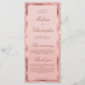 Roos gouden glitter folie trouwdag ceremonie programmakaart (Voorkant)