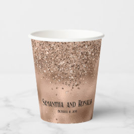 Roos Gouden Glitter & Folie Trouwpapier Cups Papieren Bekers