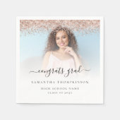 Roos Gouden Glitter Foto 2024 Gefeliciteerd Afstud Servet (Voorkant)