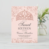 Roos gouden glitter foto blush kroon tiara Sweet 1 Kaart (Staand voorkant)