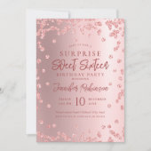 Roos Gouden Glitter Foto SURPRISE Sweet 16 Kaart (Voorkant)