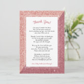Roos Gouden Glitter Gedicht baby shower Dank u opm Bedankkaart (Staand voorkant)