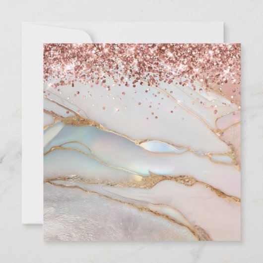 Roos Gouden Glitter Gemarmerde Opal 50ste Verjaard Kaart (Achterkant)