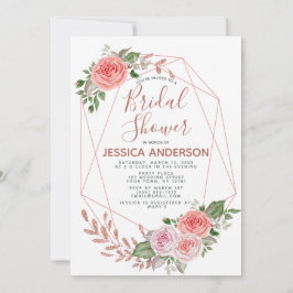 Roos Gouden Glitter Geometrische Bloemen Vrijgezel Kaart