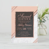 Roos gouden glitter geometrische streep marmer Swe Kaart (Staand voorkant)