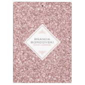 Roos-gouden Glitter & Geometrische Witte Vorm Klembord (Achterkant)