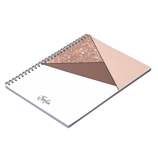 roos gouden glitter gepersonaliseerde luxe elegant notitieboek (Linkerzijde)