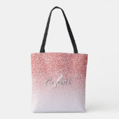 Roos Gouden Glitter Gepersonaliseerde Naam Monogra Tote Bag (Achterkant)