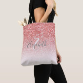 Roos Gouden Glitter Gepersonaliseerde Naam Monogra Tote Bag (Dichtbij)