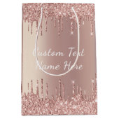 Roos Gouden Glitter Gift Bag met aangepaste tekst Medium Cadeauzakje (Voorkant)