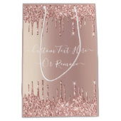 Roos Gouden Glitter Gift Bag met aangepaste tekst Medium Cadeauzakje (Voorkant)