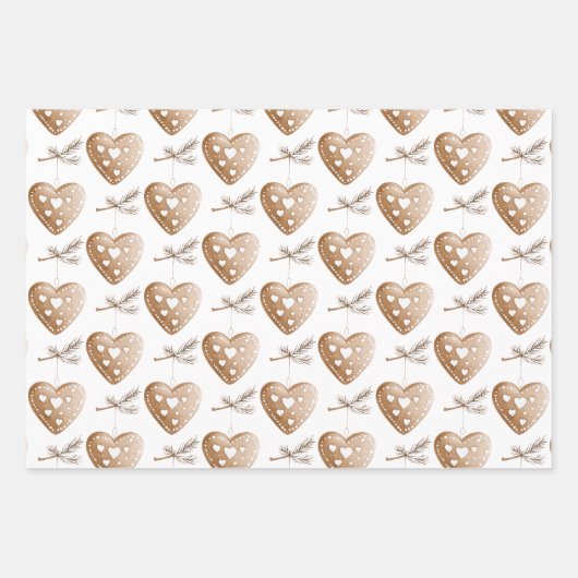 Roos Gouden Glitter Gingerbread Hart Verjaardag Inpakpapier Vel (Voorkant 3)