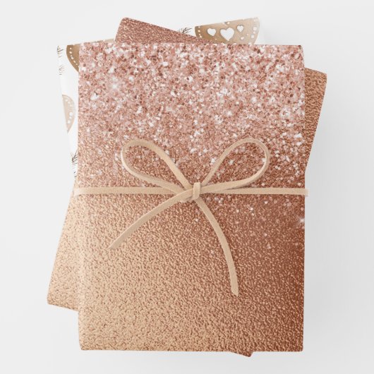 Roos Gouden Glitter Gingerbread Hart Verjaardag Inpakpapier Vel (In situ)