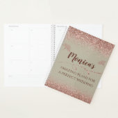 Roos gouden glitter gingko bladeren op grijs bruil planner (Display)