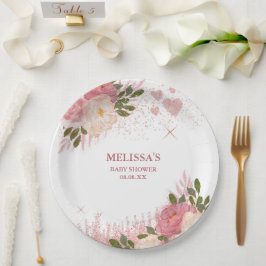 Roos Gouden Glitter Glam Custom Papieren Bordje
