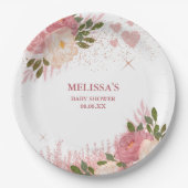 Roos Gouden Glitter Glam Custom Papieren Bordje (Voorkant)