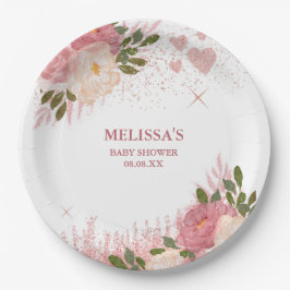 Roos Gouden Glitter Glam Custom Papieren Bordje