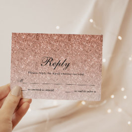 Roos gouden glitter glam gepersonaliseerde antwoor RSVP kaartje