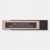 Roos Gouden Glitter Glam Kantoor Naam Bord Deurtek Deurbordje (Voorkant)