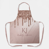 Roos Gouden Glitter Glam & Monogram Initialen Schort (Voorkant)