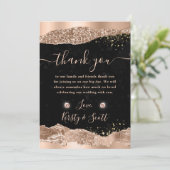 Roos gouden glitter glam tranen randen bruiloft bedankkaart (Staand voorkant)