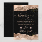 Roos gouden glitter glam tranen randen bruiloft bedankkaart (Voorkant / Achterkant)