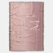 Roos Gouden Glitter Gooi Deken Aangepaste Naam Let (Voorkant Verticaal)