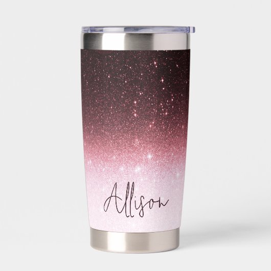 Roos gouden glitter gradiënt gepersonaliseerd geïsoleerde drinkbeker (Links)