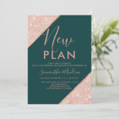 Roos gouden glitter groen smaragd bruiloft nieuw p kaart (Staand voorkant)