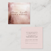 Roos Gouden Glitter Haar Make-up Artiest Afspraak  Vierkante Visitekaartje (Voorkant / Achterkant)