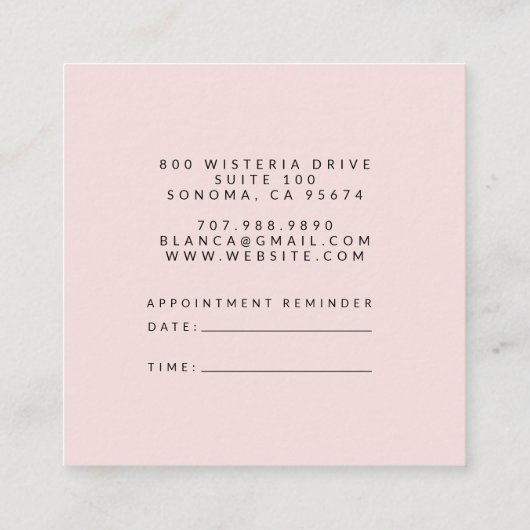 Roos Gouden Glitter Haar Make-up Artiest Afspraak  Vierkante Visitekaartje (Achterkant)