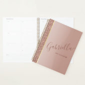 Roos Gouden Glitter Hart Gepersonaliseerd 2025 Planner (Display)