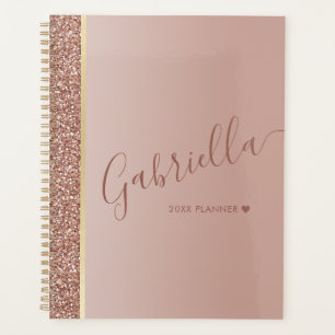Roos Gouden Glitter Hart Gepersonaliseerd 2025 Planner