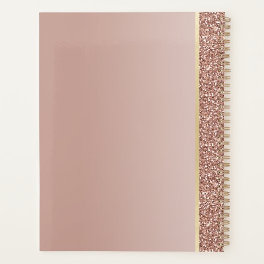 Roos Gouden Glitter Hart Gepersonaliseerd 2025 Planner (Achterkant)