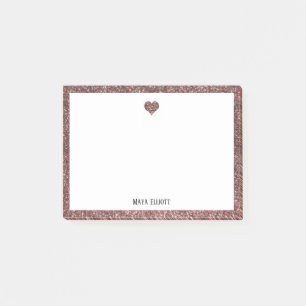 Roos Gouden Glitter Hart & Rand met Wit Post-it® Notes