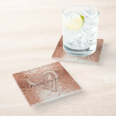 Roos Gouden Glitter Hart Vrede Liefde Joy Quote Glazen Onderzetter (Schuin)