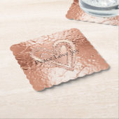 Roos Gouden Glitter Hart Vrede Liefde Joy Quote Kartonnen Onderzetters (Gebogen)