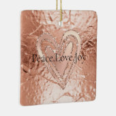 Roos Gouden Glitter Hart Vrede Liefde Joy Quote Keramisch Ornament (Rechts)