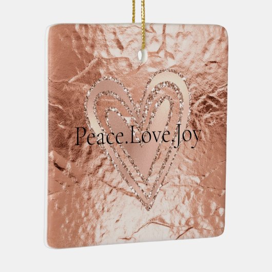Roos Gouden Glitter Hart Vrede Liefde Joy Quote Keramisch Ornament (Rechts)