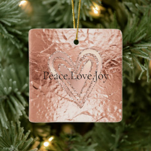 Roos Gouden Glitter Hart Vrede Liefde Joy Quote Keramisch Ornament