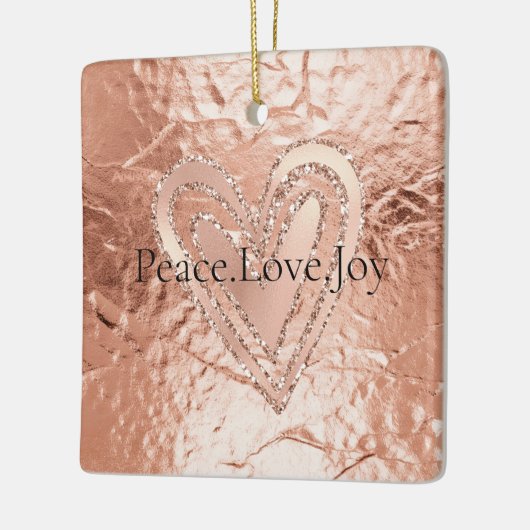 Roos Gouden Glitter Hart Vrede Liefde Joy Quote Keramisch Ornament (Links)
