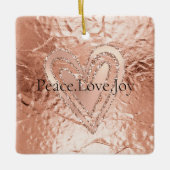 Roos Gouden Glitter Hart Vrede Liefde Joy Quote Keramisch Ornament (Voorkant)