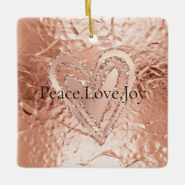 Roos Gouden Glitter Hart Vrede Liefde Joy Quote Keramisch Ornament