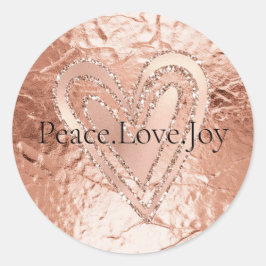 Roos Gouden Glitter Hart Vrede Liefde Joy Quote Ronde Sticker