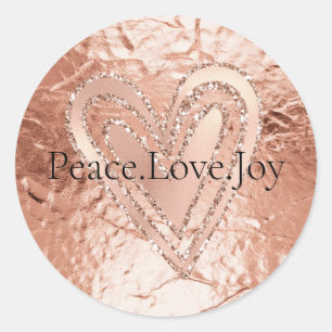 Roos Gouden Glitter Hart Vrede Liefde Joy Quote Ronde Sticker
